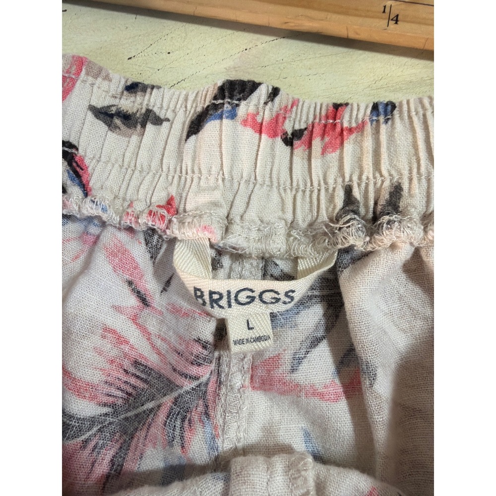 Briggs Tropical Print Linen Blend Pull On Pants Womens Lg Floral Vaca Boho - Picture 4 of 7